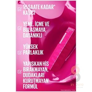 Maybelline New York Super Stay Vinyl Ink Uzun Süre Kalıcı Likit Parlak Ruj 155 Upbeat