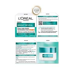 Loreal Paris Bright Reveal Koyu Leke Karşıtı, Cilt Tonu Eşitleyici Spf50 Nemlendirici Krem Niasinamid 50ml