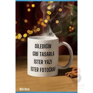 Win Ovro Premium Ultra Beyaz Porselen Hediye Baskılı Kupa Bardak - Kişiye Özel Tasarım Fotoğraf Yazı