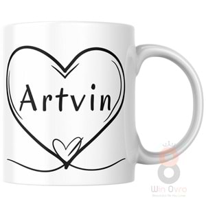 Win Ovro Premium Ultra Beyaz Porselen Kupa Bardak Çift Yönlü Baskılı - Artvin