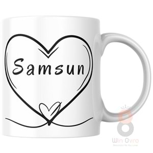 Win Ovro Premium Ultra Beyaz Porselen Kupa Bardak Çift Yönlü Baskılı - Samsun