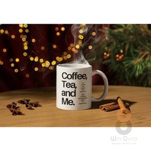 Win Ovro Premium Ultra Beyaz Porselen Kupa Bardak Çift Yönlü Baskılı - Coffee Tea and Me