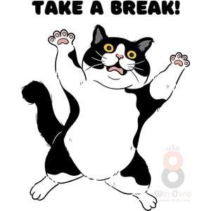 Win Ovro Premium Ultra Beyaz Porselen Kupa Bardak Çift Yönlü Baskılı - Take A Break Coffee