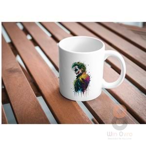 Win Ovro Premium Ultra Beyaz Porselen Kupa Bardak Çift Yönlü Baskı - Joker İllüstrasyon