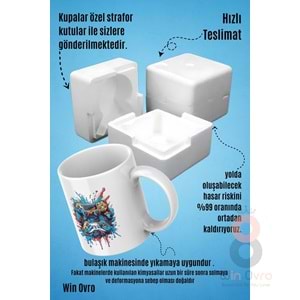 Win Ovro Premium Beyaz Porselen Hediye Kupa Bardak Çift Yön Baskı - Joystick Fırtınası PS Kol Art