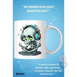 Win Ovro Premium Beyaz Porselen Hediye Kupa Bardak Çift Yön Baskı - Ruh Melodisi Ölümsüz Ritim