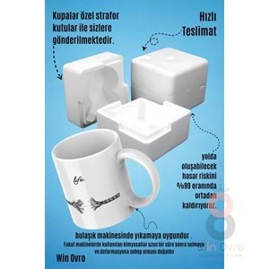 Win Ovro Premium Beyaz Porselen Hediye Kupa Bardak Çift Yön Baskı - Life is This Hayat İşte Bu
