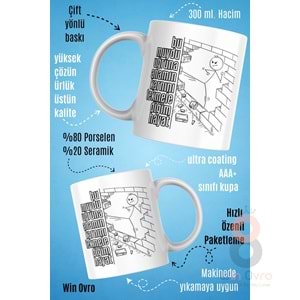 Win Ovro Premium Beyaz Porselen Hediye Çift Yön Baskılı Kupa Bardak - Bu muydu uğruna anamın karnını