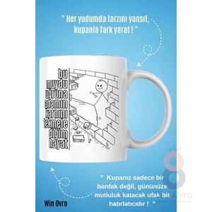 Win Ovro Premium Beyaz Porselen Hediye Çift Yön Baskılı Kupa Bardak - Bu muydu uğruna anamın karnını
