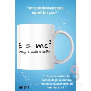 Win Ovro Premium Beyaz Porselen Hediye Çift Yön Baskılı Kupa Bardak - Energy Milk Coffee