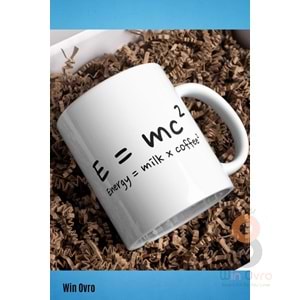 Win Ovro Premium Beyaz Porselen Hediye Çift Yön Baskılı Kupa Bardak - Energy Milk Coffee