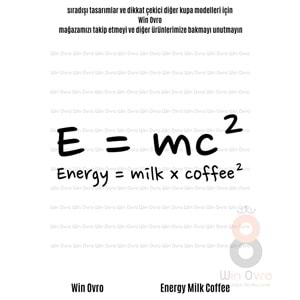 Win Ovro Premium Beyaz Porselen Hediye Çift Yön Baskılı Kupa Bardak - Energy Milk Coffee