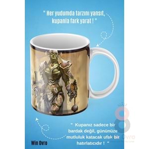 Win Ovro Premium Beyaz Porselen Hediye Çift Yön Baskılı Kupa Bardak - Knight Online Human Karus 04