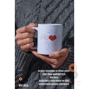 Win Ovro Premium Beyaz Porselen Hediye Çift Yön Baskılı Kupa Bardak - Aşk Kalp Love eee