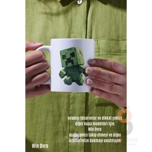Win Ovro Premium Beyaz Porselen Hediye Çift Yön Baskılı Kupa Bardak - Minecraft 01