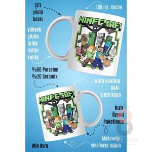 Win Ovro Premium Beyaz Porselen Hediye Çift Yön Baskılı Kupa Bardak - Minecraft 03