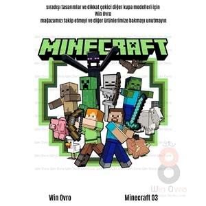 Win Ovro Premium Beyaz Porselen Hediye Çift Yön Baskılı Kupa Bardak - Minecraft 03