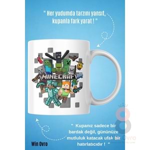 Win Ovro Premium Beyaz Porselen Hediye Çift Yön Baskılı Kupa Bardak - Minecraft 04