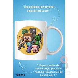 Win Ovro Premium Beyaz Porselen Hediye Çift Yön Baskılı Kupa Bardak - Minecraft 05