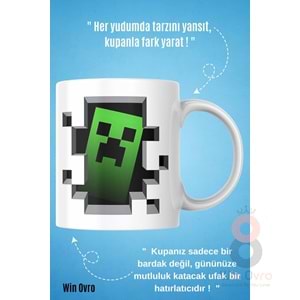 Win Ovro Premium Beyaz Porselen Hediye Çift Yön Baskılı Kupa Bardak - Minecraft 06