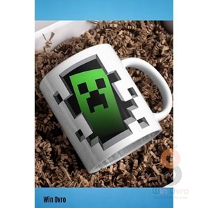 Win Ovro Premium Beyaz Porselen Hediye Çift Yön Baskılı Kupa Bardak - Minecraft 06