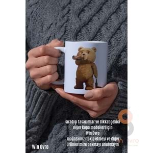Win Ovro Premium Beyaz Porselen Hediye Çift Yön Baskılı Kupa Bardak - Ayı Teddy Bear 02
