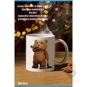 Win Ovro Premium Beyaz Porselen Hediye Çift Yön Baskılı Kupa Bardak - Ayı Teddy Bear 02