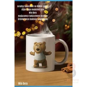 Win Ovro Premium Beyaz Porselen Hediye Çift Yön Baskılı Kupa Bardak - Ayı Teddy Bear 03