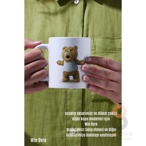 Win Ovro Premium Beyaz Porselen Hediye Çift Yön Baskılı Kupa Bardak - Ayı Teddy Bear 03
