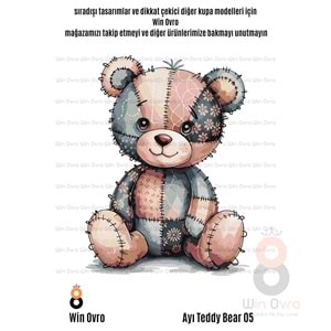 Win Ovro Premium Beyaz Porselen Hediye Çift Yön Baskılı Kupa Bardak - Ayı Teddy Bear 05