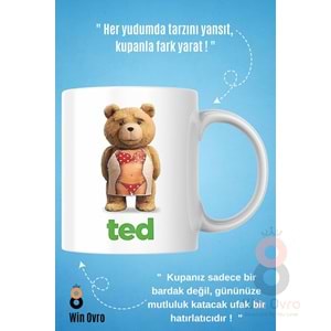 Win Ovro Premium Beyaz Porselen Hediye Çift Yön Baskılı Kupa Bardak - Ayı Teddy Bear 06