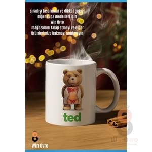 Win Ovro Premium Beyaz Porselen Hediye Çift Yön Baskılı Kupa Bardak - Ayı Teddy Bear 06