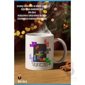 Win Ovro Premium Beyaz Porselen Hediye Çift Yön Baskılı Kupa Bardak - Tetris