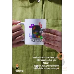 Win Ovro Premium Beyaz Porselen Hediye Çift Yön Baskılı Kupa Bardak - Tetris