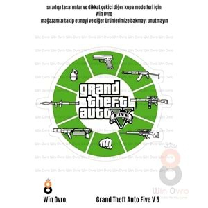Win Ovro Premium Beyaz Porselen Hediye Çift Yön Baskılı Kupa Bardak - Grand Theft Auto Five V 5