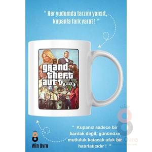 Win Ovro Premium Beyaz Porselen Hediye Çift Yön Baskılı Kupa Bardak - Grand Theft Auto Five V 5 - 01