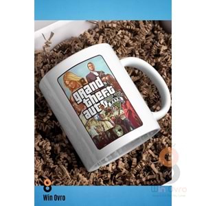 Win Ovro Premium Beyaz Porselen Hediye Çift Yön Baskılı Kupa Bardak - Grand Theft Auto Five V 5 - 01