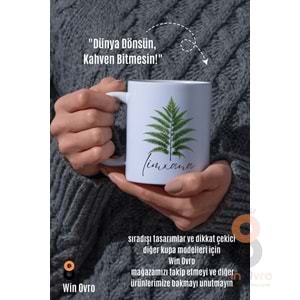 Win Ovro Premium Beyaz Porselen Hediye Çift Yön Baskılı Kupa Bardak - Eğrelti Otu Limhana Limxana