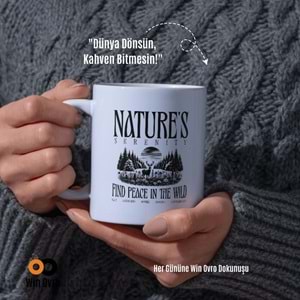 Win Ovro Premium Beyaz Porselen Hediye Çift Yön Baskılı Kupa Bardak - Nature s Serenity