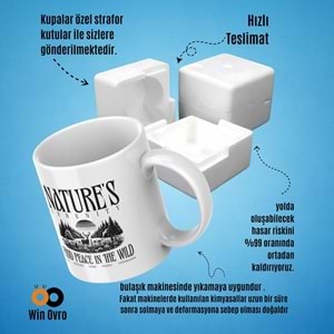 Win Ovro Premium Beyaz Porselen Hediye Çift Yön Baskılı Kupa Bardak - Nature s Serenity
