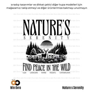 Win Ovro Premium Beyaz Porselen Hediye Çift Yön Baskılı Kupa Bardak - Nature s Serenity