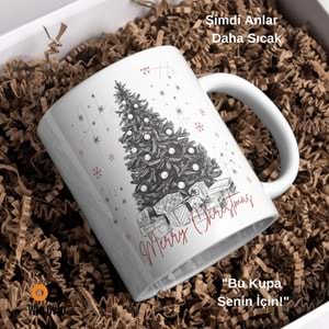 Win Ovro Premium Beyaz Porselen Hediye Çift Yön Baskılı Kupa Bardak - Merry Christmas Happy New Ye