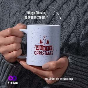 Win Ovro Premium Beyaz Porselen Hediye Çift Yön Baskılı Kupa Bardak - Merry Christmas Happy New 1