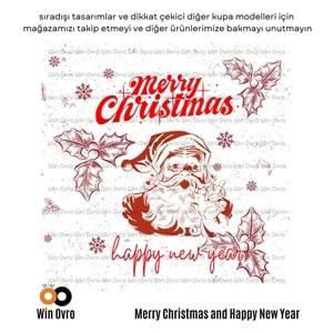 Win Ovro Premium Beyaz Porselen Hediye Çift Yön Baskılı Kupa Bardak - Merry Christmas Happy New 3