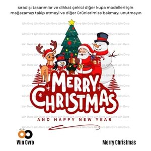 Win Ovro Premium Beyaz Porselen Hediye Çift Yön Baskılı Kupa Bardak - Merry Christmas Happy New 4