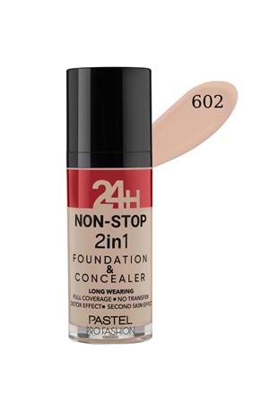 Pastel 24H Non-Stop 2in1 Foundation & Concealer - Fondöten & Kapatıcı 602 Light Porcelaın