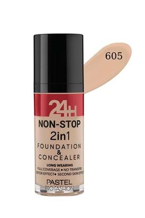 Pastel 24H Non-Stop 2in1 Foundation & Concealer - Fondöten & Kapatıcı 605 Sand