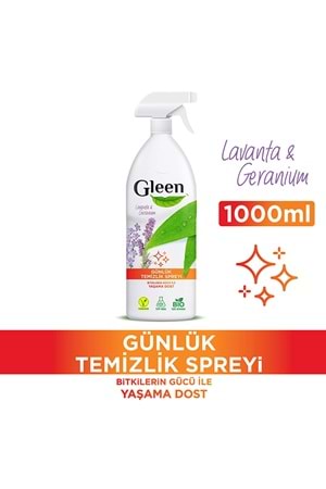 Gleen Organik Içerikli Vegan 1 Lt Lavanta-geranium Sprey Yüzey Temizleyici