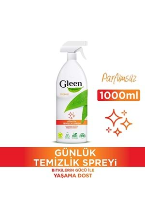 Gleen Organik Içerikli Vegan 1 Lt Parfümsüz Sprey Yüzey Temizleyici