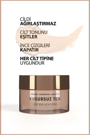 Herbaderm Kusursuz Ten Primer, Fondöten, Kapatıcı, Nomakeup makeup